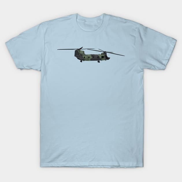 Chinook army helicopter cartoon illustration T-Shirt by Miss Cartoon